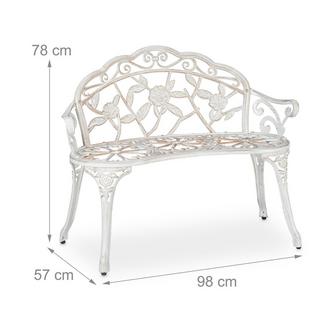 Northio Panca da giardino color bianco-bronzo con rose  