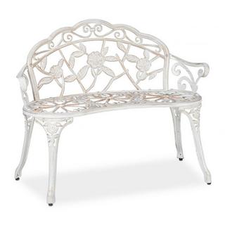 Northio Panca da giardino color bianco-bronzo con rose  