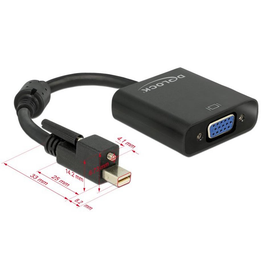 DeLock  DeLOCK 62641 câble vidéo et adaptateur 0,25 m Mini DisplayPort VGA (D-Sub) Noir 