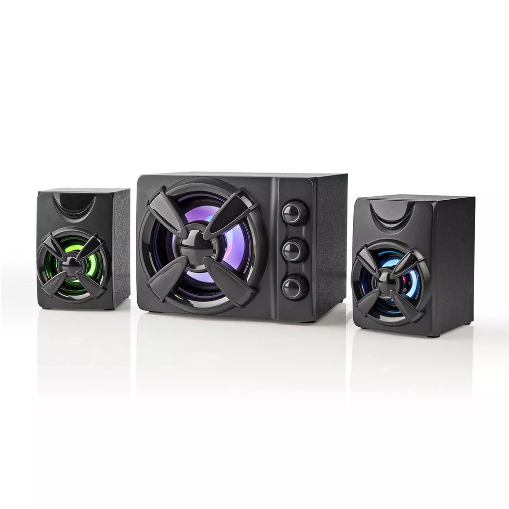 Nedis Gaming Speaker | Speaker channels: 2.1 | USB Powered | 3.5 mm Male | 33 W | LED | Volume control