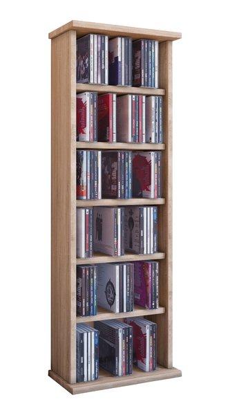 VCM CD Regal Holz | CD Regal mit Platz für 150 CDs oder 65 DVDs oder 36-Videos | Maße: H. 92 x B. 31 x T. 18 cm | elegantes DVD Regal stehend | Blu ray  