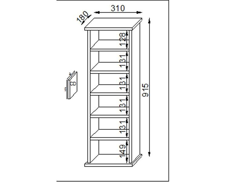 VCM CD Regal Holz Vostan | platzsparender CD Schrank für 102 CDs oder 36 DVDs | Maße: H. 92 x B. 31 x T. 18 cm | elegantes DVD Regal stehend | Blu ray  