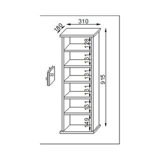 VCM CD Regal Holz Vostan | platzsparender CD Schrank für 102 CDs oder 36 DVDs | Maße: H. 92 x B. 31 x T. 18 cm | elegantes DVD Regal stehend | Blu ray  