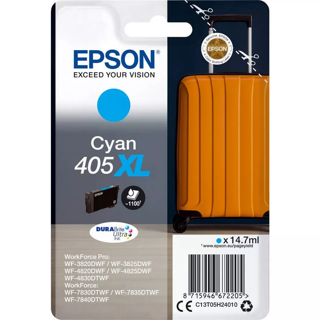 Epson – 405XL 14.7 ml Original Tintenpatrone, Cyan-Blau, One Size