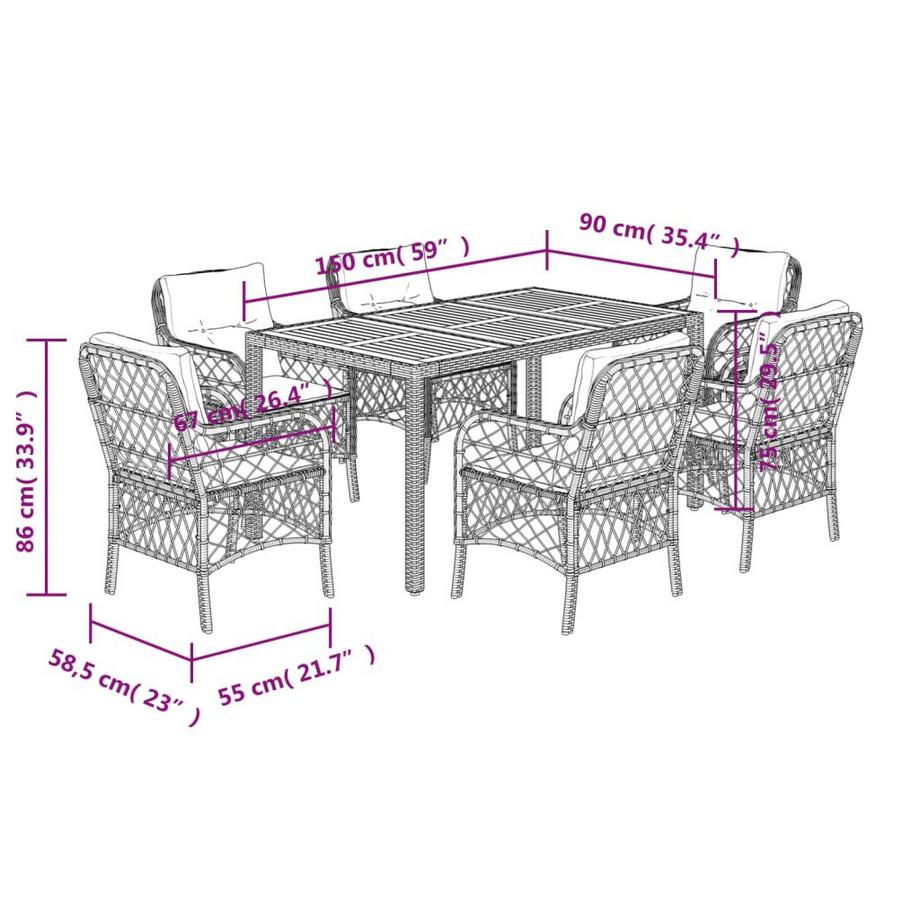VidaXL Garten essgruppe poly-rattan  