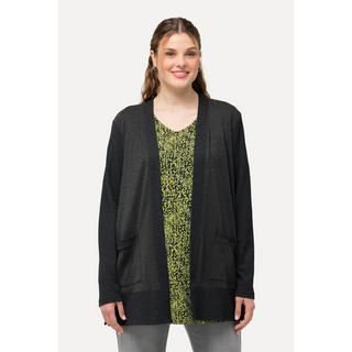 Ulla Popken  Sweatjacke, Waffelstruktur, offene Form, Langarm 