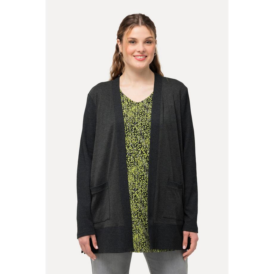 Ulla Popken Veste en Molleton Ouverte Manches Longues Texture Gaufre  