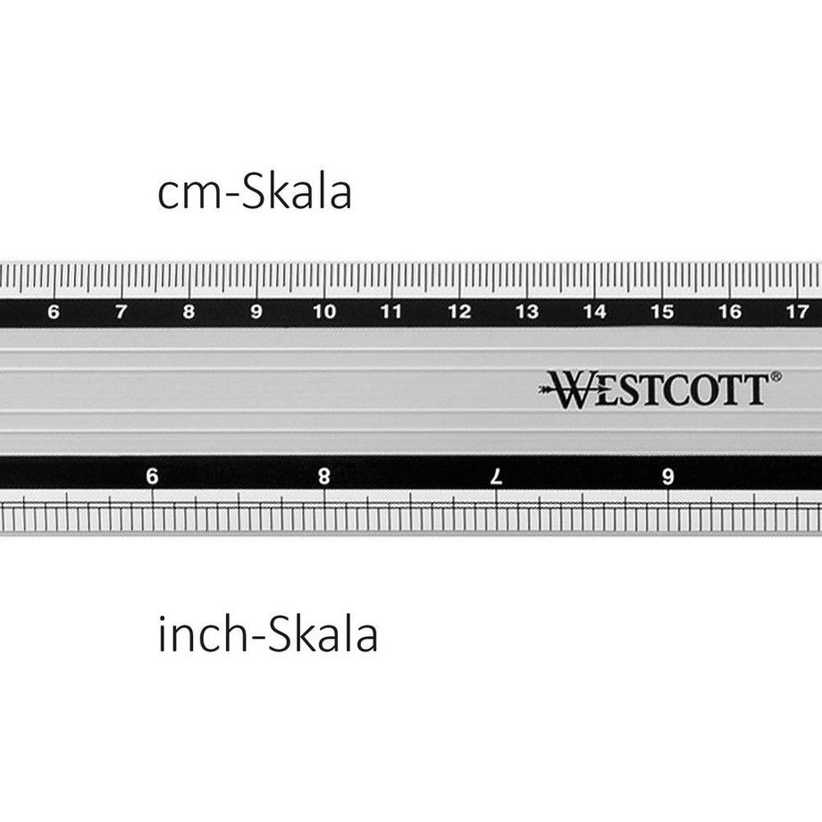 WESTCOTT  WESTCOTT Aluminium Lineal 30cm E-1019100 cm/inch Scala 