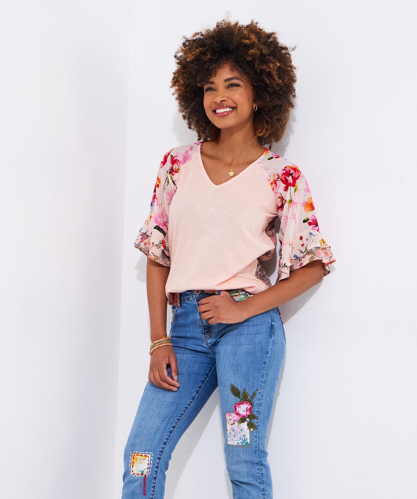 Joe Browns  Haut Jersey Manches Broderie Florale 