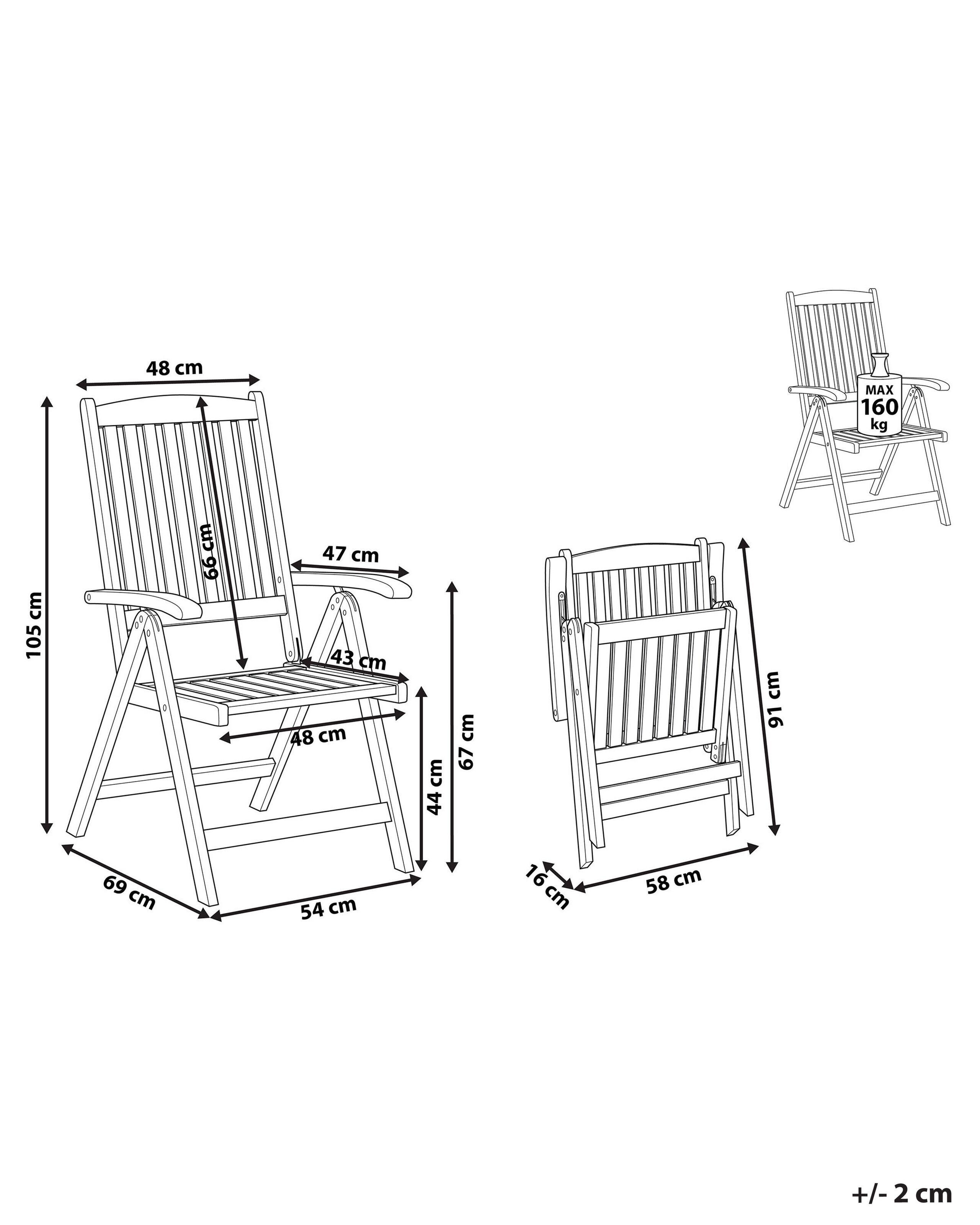 Beliani Chaise de jardin en Acacia Rustique AMANTEA  