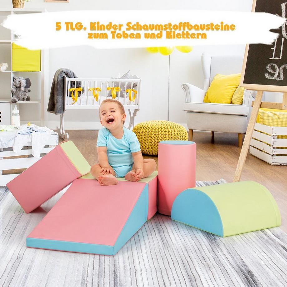 B2X  5 PZ. Mattoncini in schiuma Mattoncini giganti per correre e arrampicarsi per i bambini Rosa 