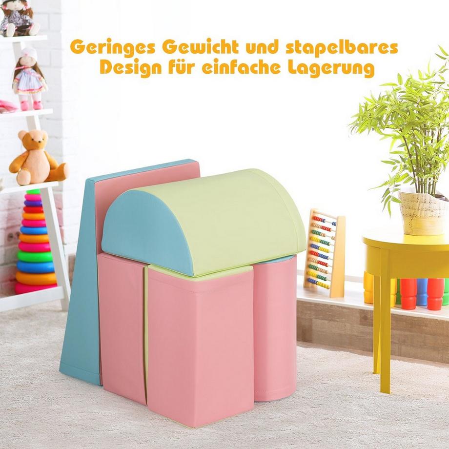 B2X  5 PZ. Mattoncini in schiuma Mattoncini giganti per correre e arrampicarsi per i bambini Rosa 