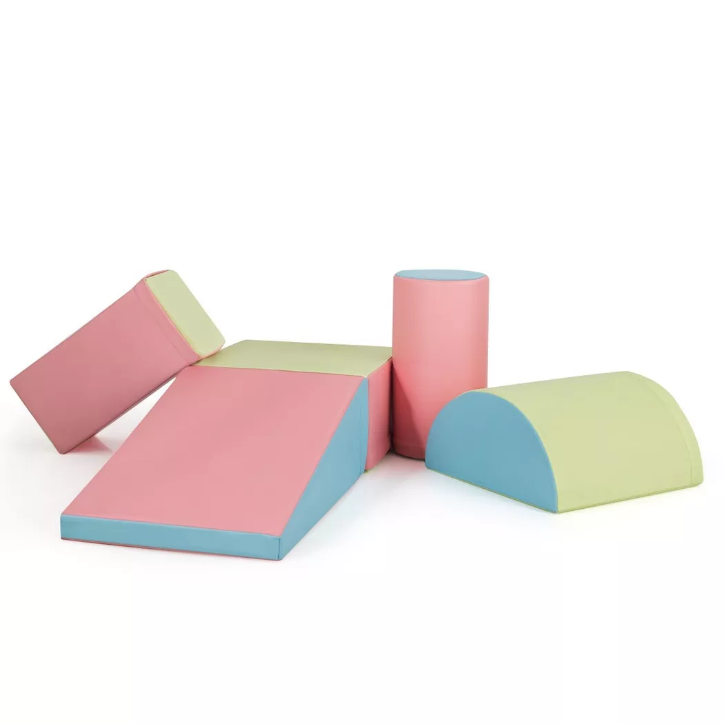 B2X - 5 TLG. Schaumstoffbausteine Riesenbausteine zum Toben und Klettern für Babys Rosa, 62 CM