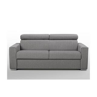 LINEA SOFA Schlafsofa 3-Sitzer - Liegefläche mit Lattenrost: 140 cm - Matratze: 18 cm mit Memory Schaum - Stoff - Grau - VIZIR  