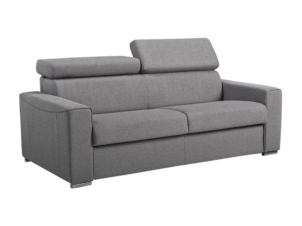 LINEA SOFA Schlafsofa 3-Sitzer - Liegefläche mit Lattenrost: 140 cm - Matratze: 18 cm mit Memory Schaum - Stoff - Grau - VIZIR  