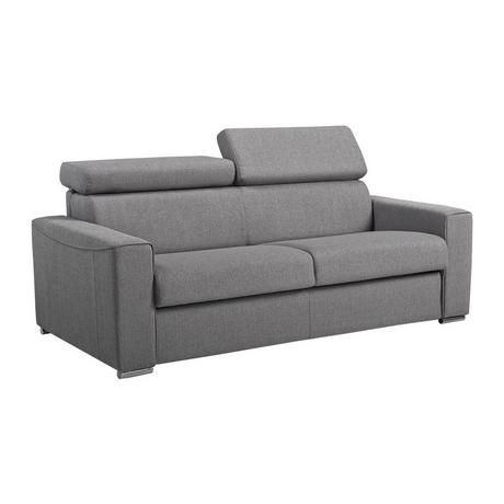 LINEA SOFA Schlafsofa 3-Sitzer - Liegefläche mit Lattenrost: 140 cm - Matratze: 18 cm mit Memory Schaum - Stoff - Grau - VIZIR  
