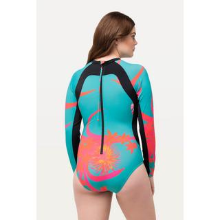 Ulla Popken  Maillot de bain avec protection UV 50+, col montant et manches longues. Sans bonnets souples 