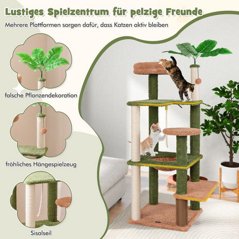 B2X  Arbre à chat pour chat domestique, tour à chat à plusieurs étages avec poteaux en sisal 