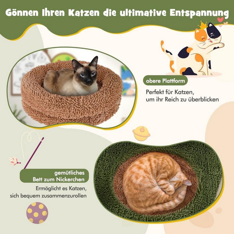 B2X  Arbre à chat pour chat domestique, tour à chat à plusieurs étages avec poteaux en sisal 