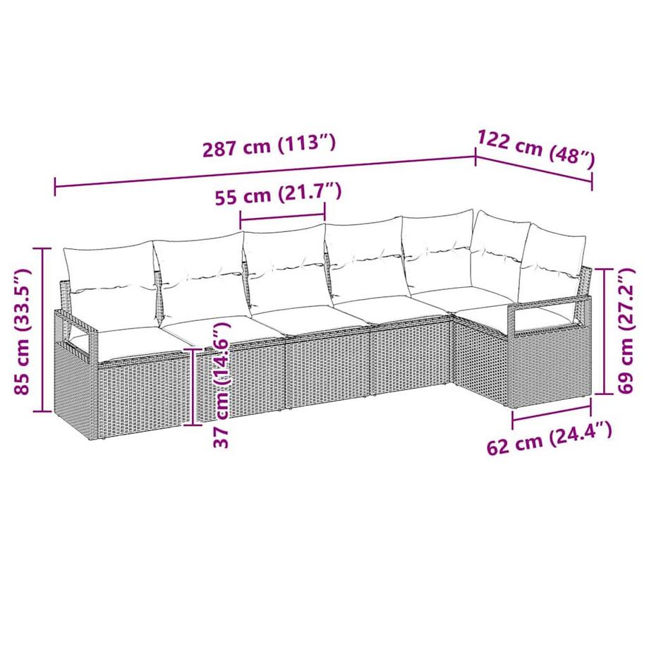 VidaXL Mobilier de jardin poly rattan  