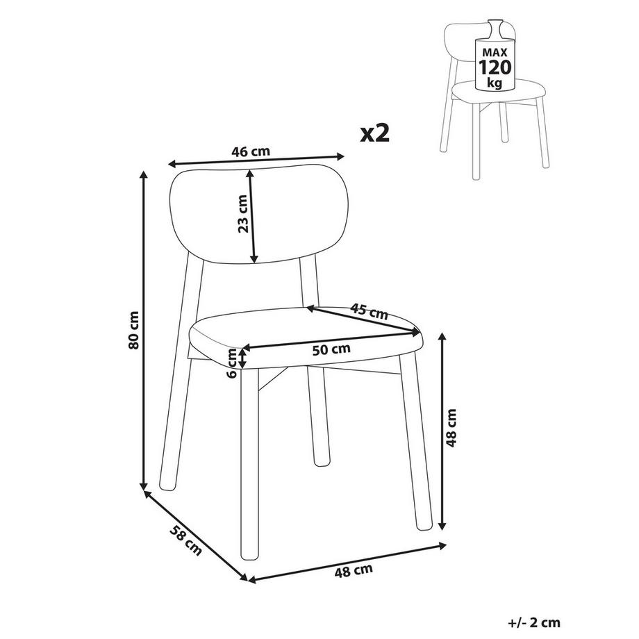 Beliani Lot de 2 chaises de salle à manger en Bouclé Rétro MILLS  