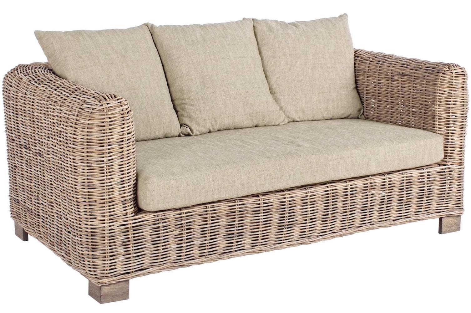 mutoni Gartensofa Rattan mit Kissen Fortaleza (2-Sitzer)  