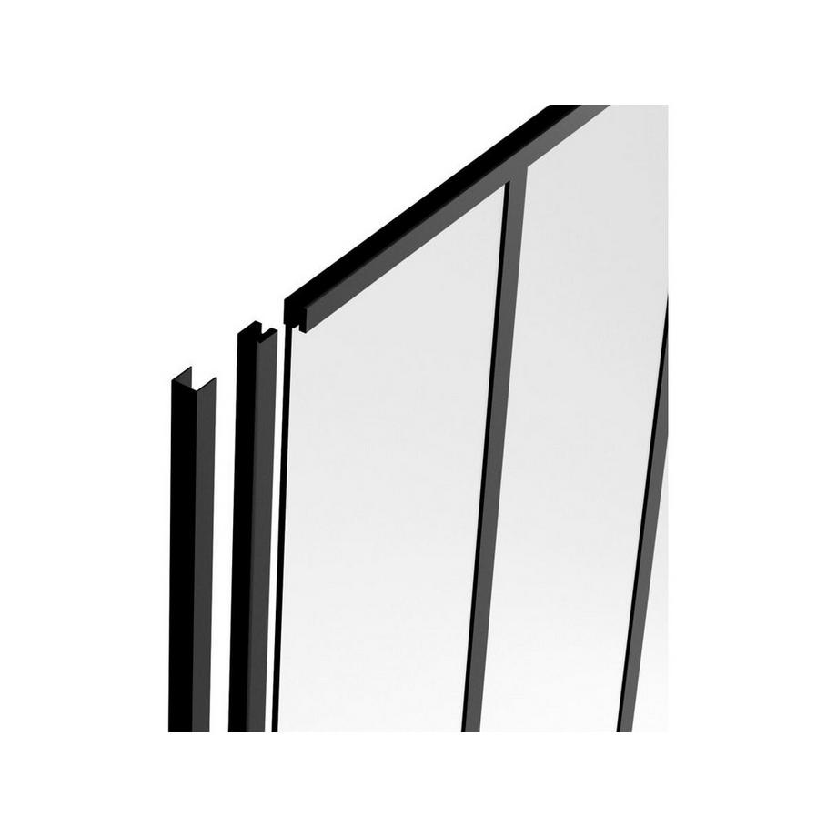 Vente-unique  Endpfosten für Glaswand - Aluminium thermolackiert - H 130 cm - Schwarz - BAYVIEW 