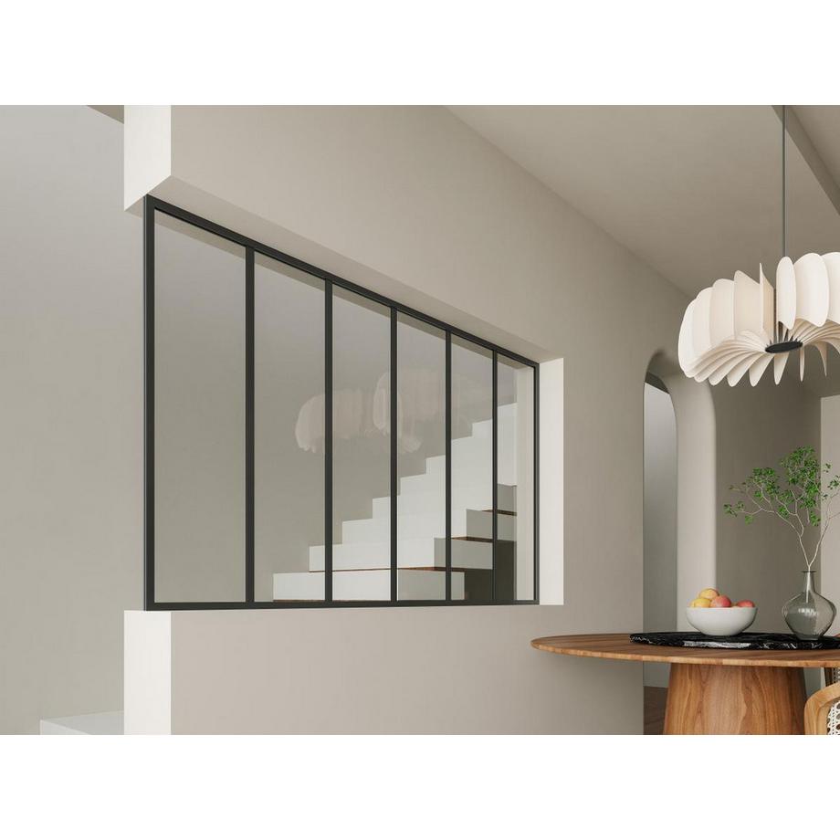 Vente-unique  Endpfosten für Glaswand - Aluminium thermolackiert - H 130 cm - Schwarz - BAYVIEW 