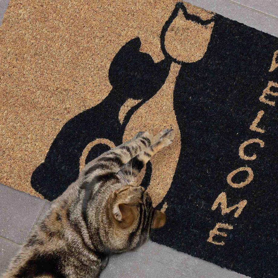 B2X Zerbino in fibra di cocco "Welcome" con gatto  
