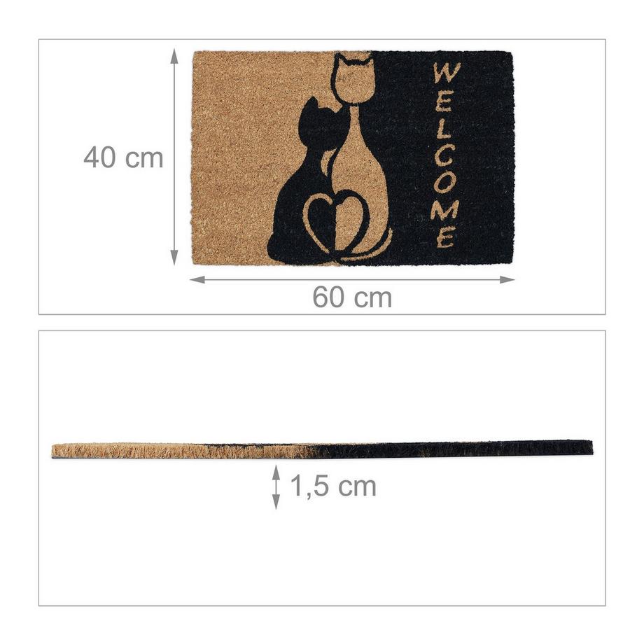 B2X Zerbino in fibra di cocco "Welcome" con gatto  