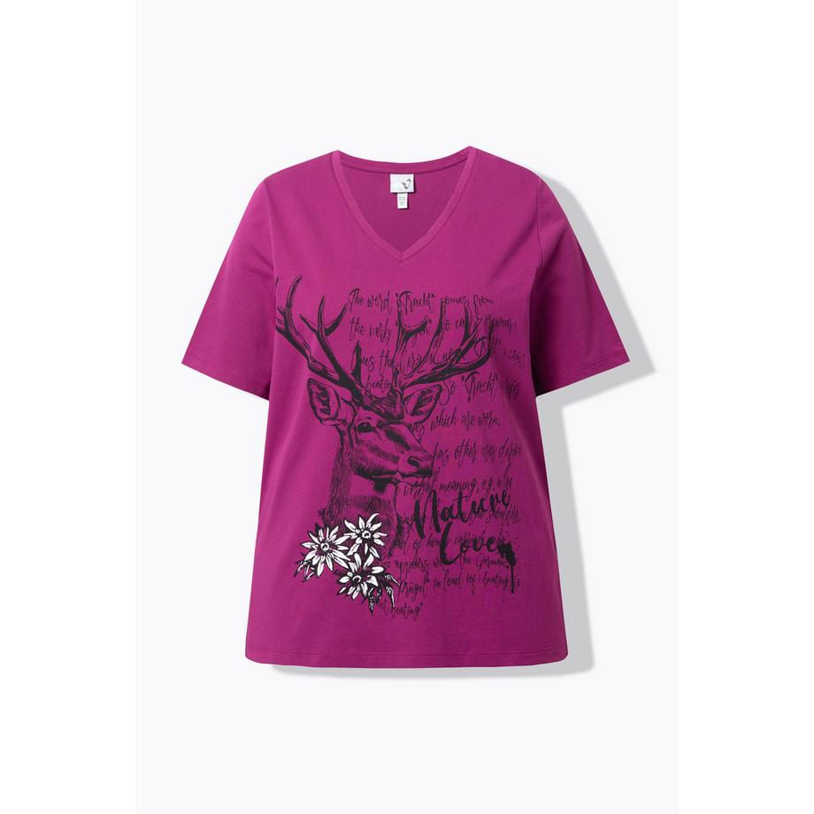 Ulla Popken T-Shirt Classic Trachtenmotiv Scollo a V Maniche Corte  