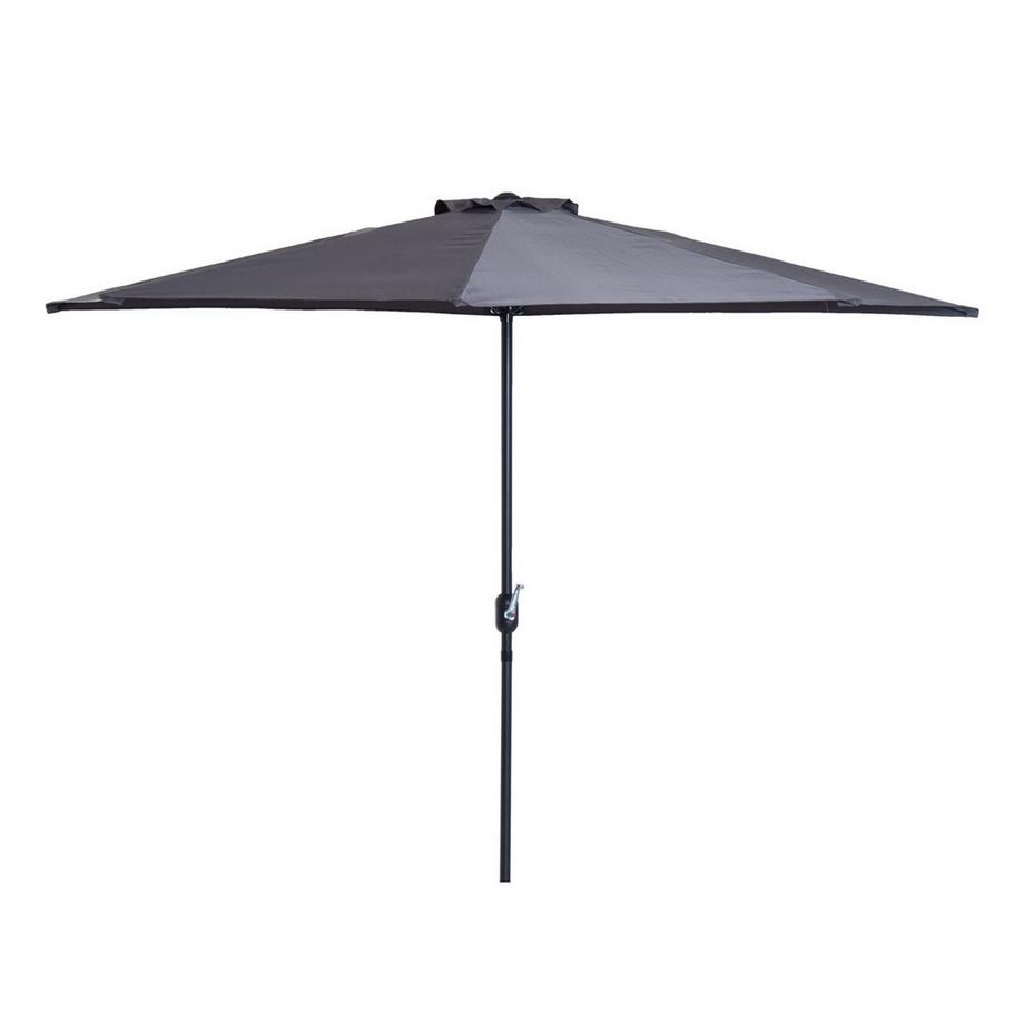 Sonnenschirm Kurbelschirm Gartenschirm Schirm Marktschirm, Metall, Halbrund, Grau+Schwarz