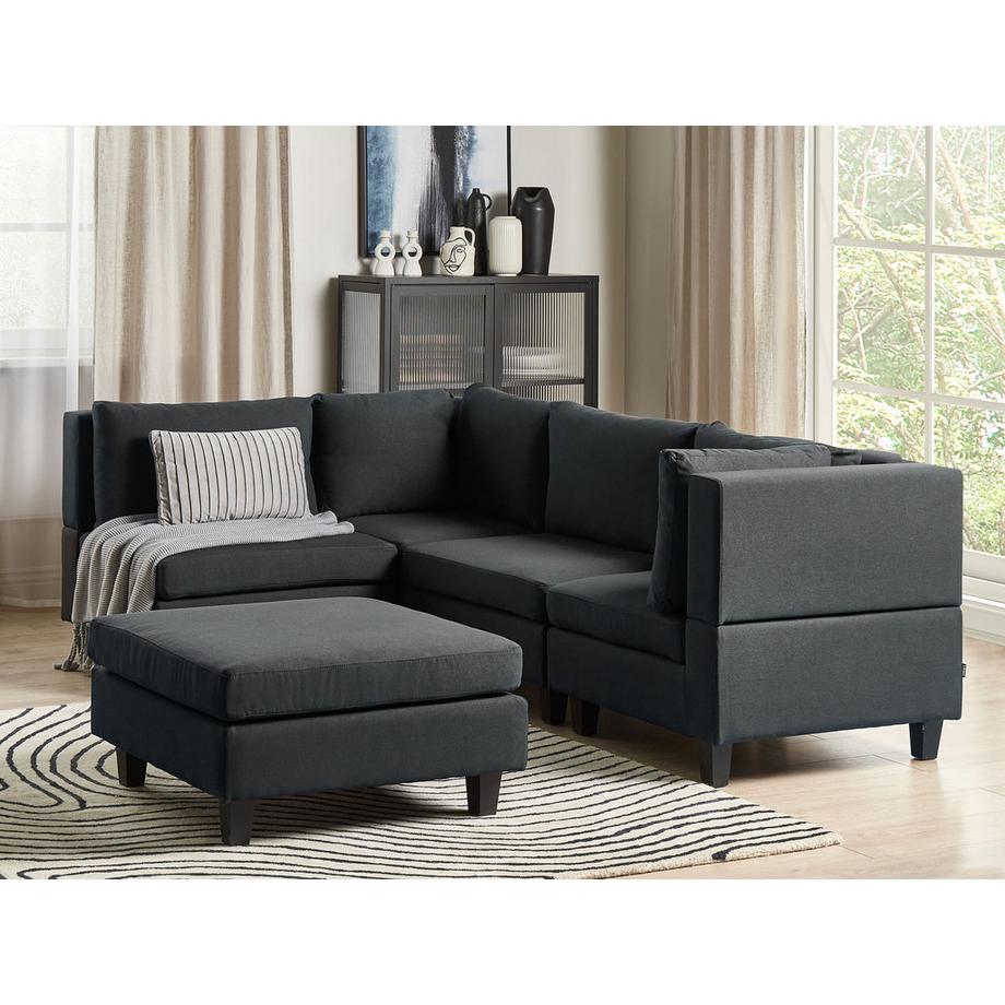Beliani Ecksofa mit Ottomane aus Stoff Modern UNSTAD  