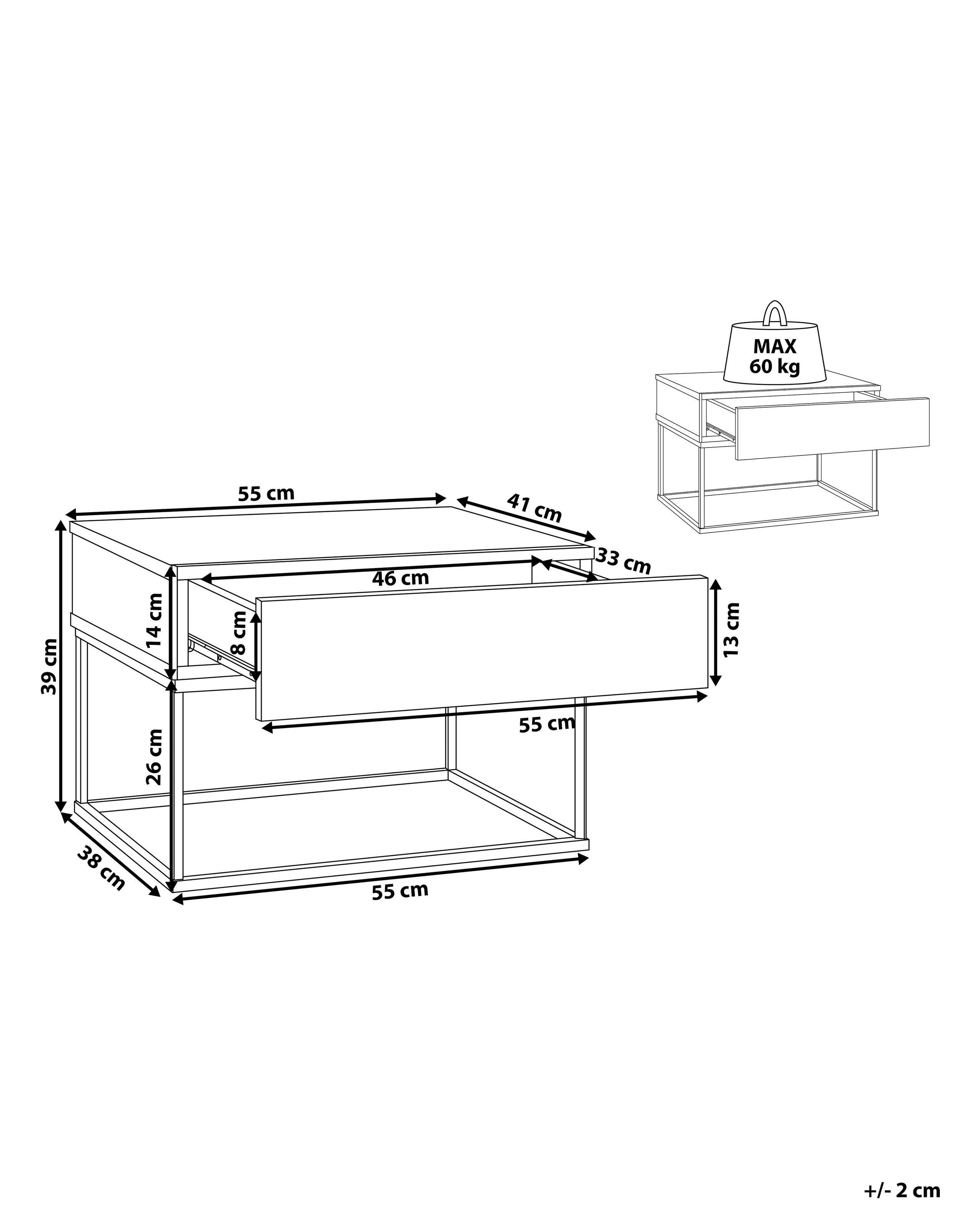 Beliani Table de nuit à 1 tiroir en Panneau de particules de bois Industriel CAIRO  