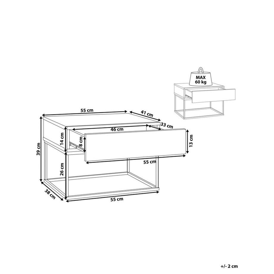 Beliani Comodino 1 cassetto en Pannello di fibre (LDF) Industriale CAIRO  