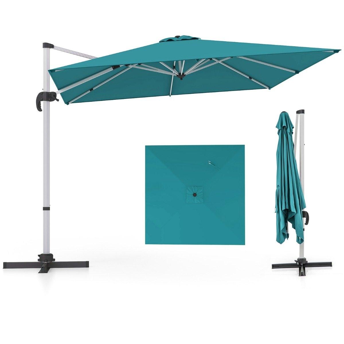 Northix Parasol de marché avec base en croix et rotation à 360° pour jardin et piscine 300 x 300 cm bleu  