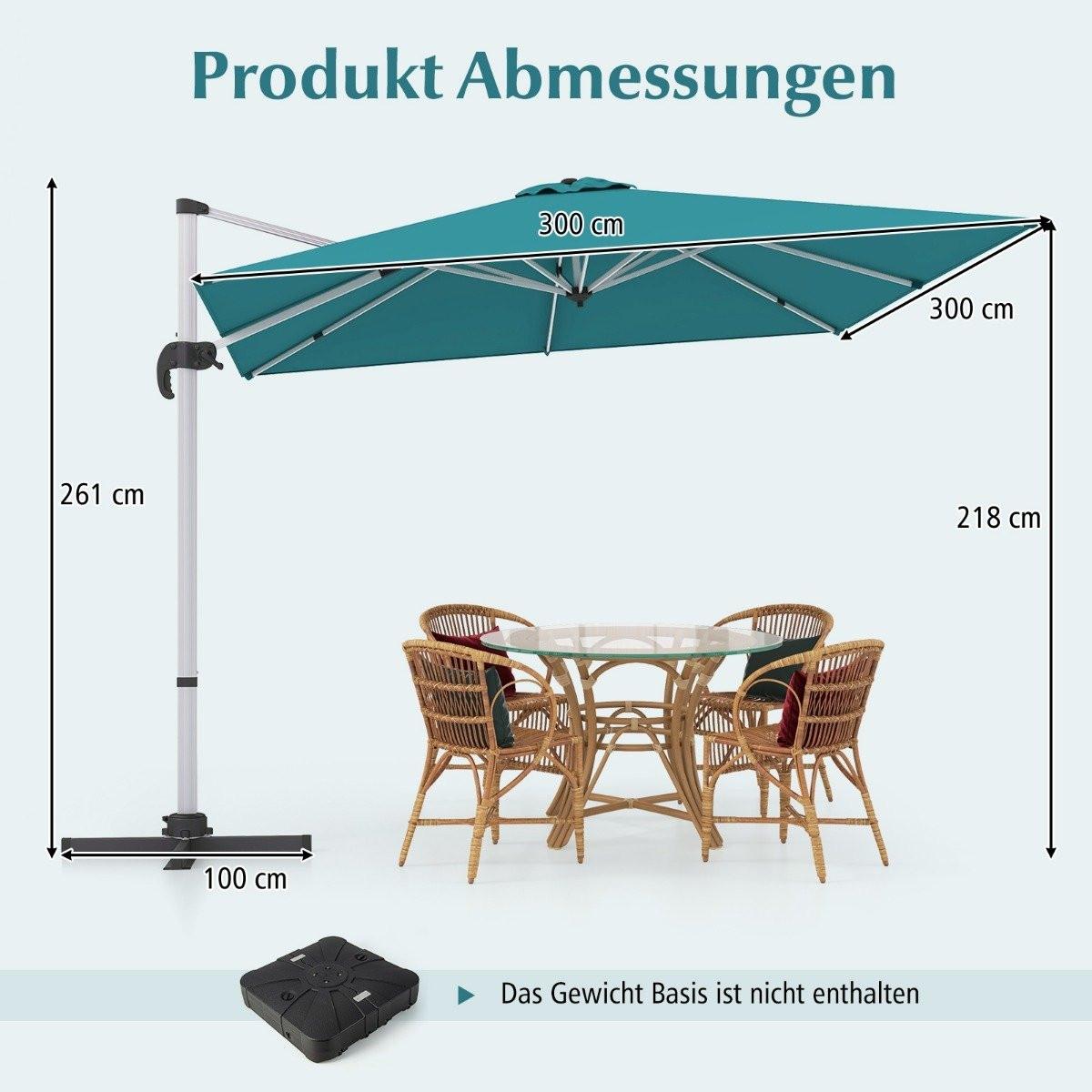 Northix Parasol de marché avec base en croix et rotation à 360° pour jardin et piscine 300 x 300 cm bleu  