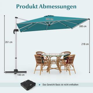 Northix Parasol de marché avec base en croix et rotation à 360° pour jardin et piscine 300 x 300 cm bleu  