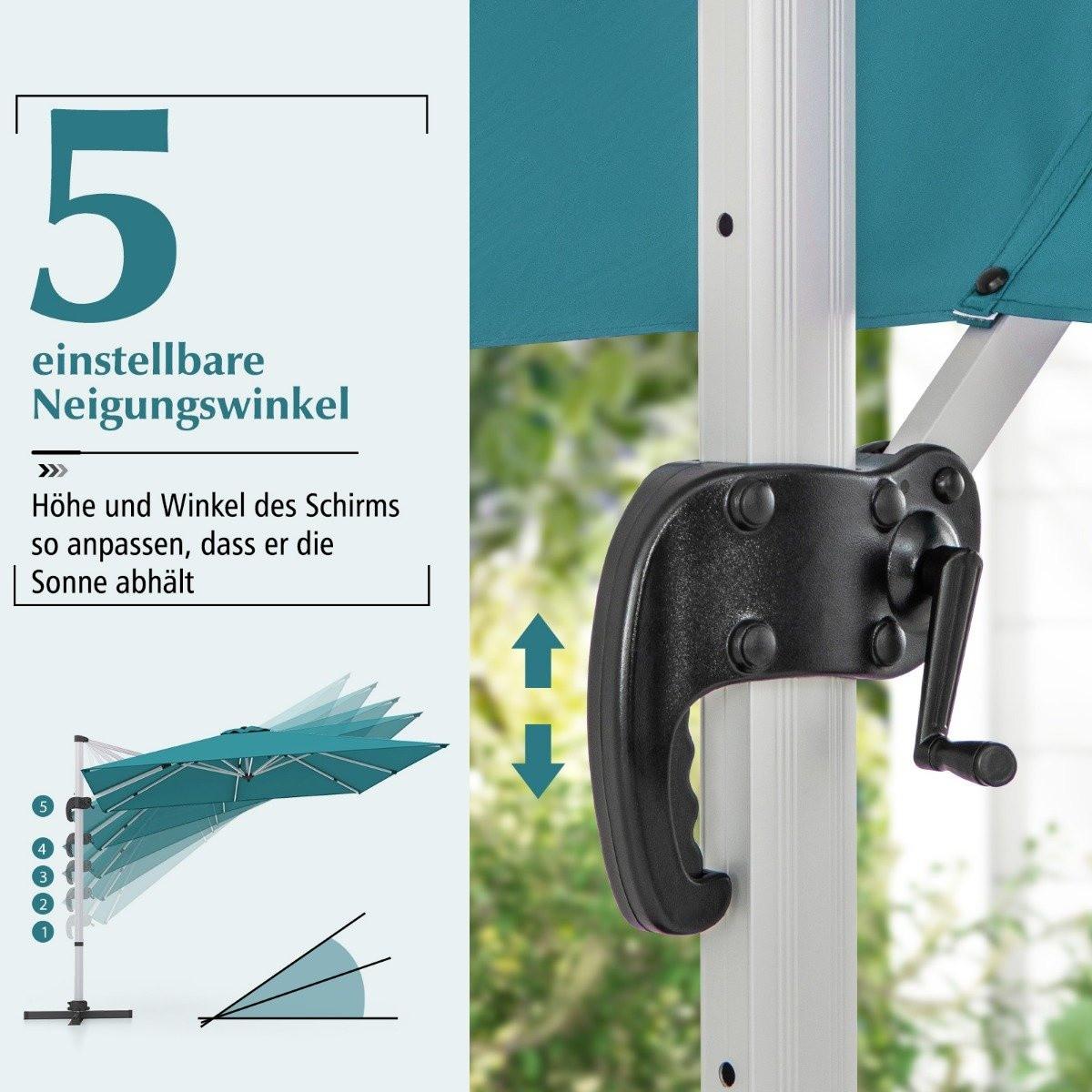 Northix Parasol de marché avec base en croix et rotation à 360° pour jardin et piscine 300 x 300 cm bleu  