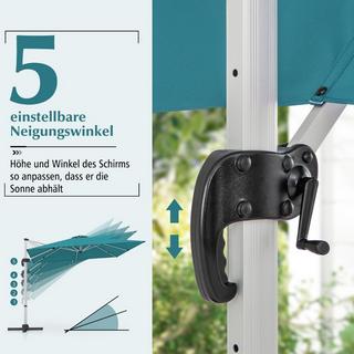 Northix Parasol de marché avec base en croix et rotation à 360° pour jardin et piscine 300 x 300 cm bleu  