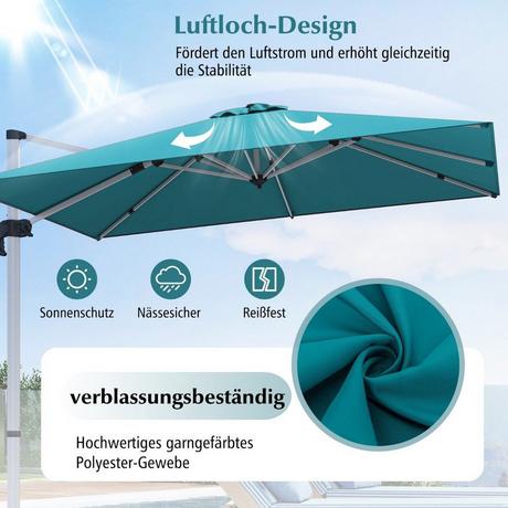 Northix Parasol de marché avec base en croix et rotation à 360° pour jardin et piscine 300 x 300 cm bleu  