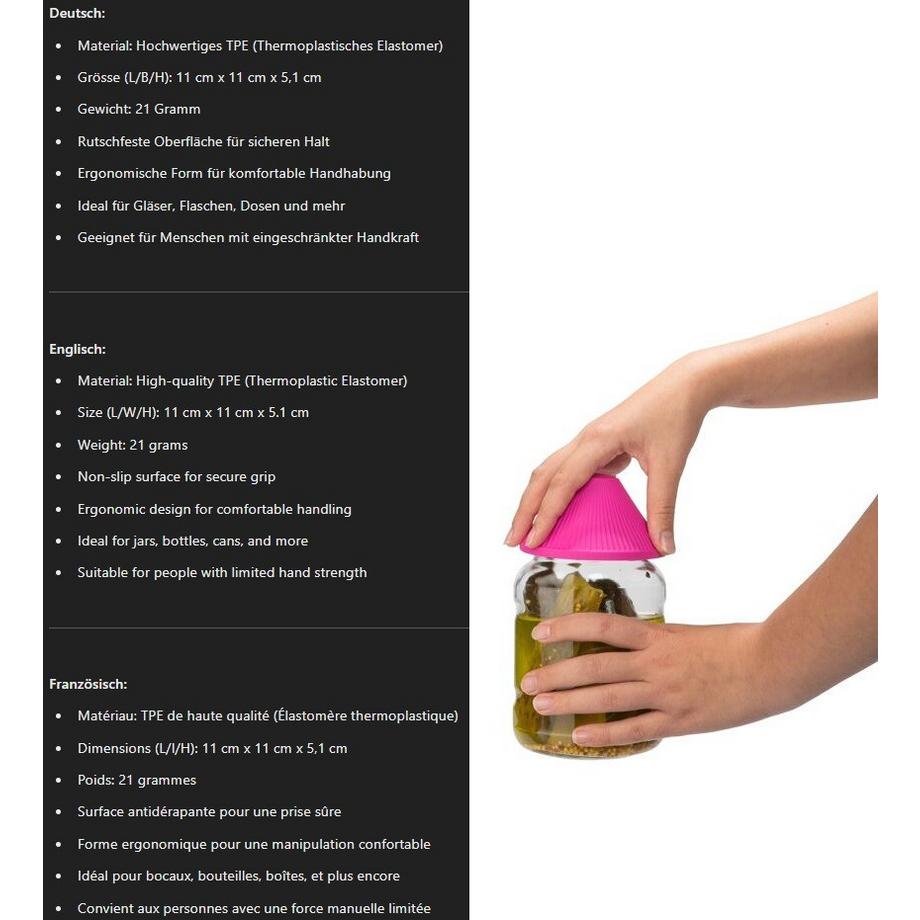 Doornado Universal Flaschenöffner Dosenöffner und Glasöffner Rapid Gripper Rose  