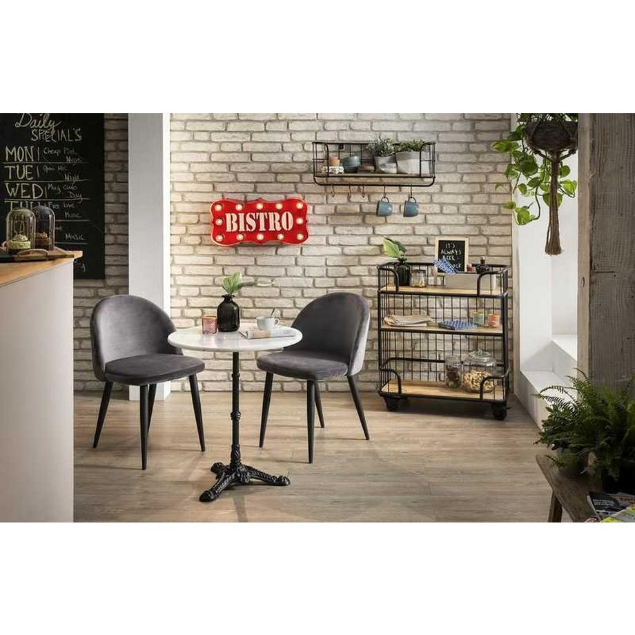 mutoni Chaise velours gris foncé (lot de 2)  