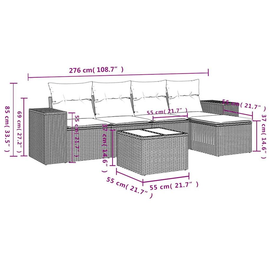 VidaXL Garten sofagarnitur poly-rattan  