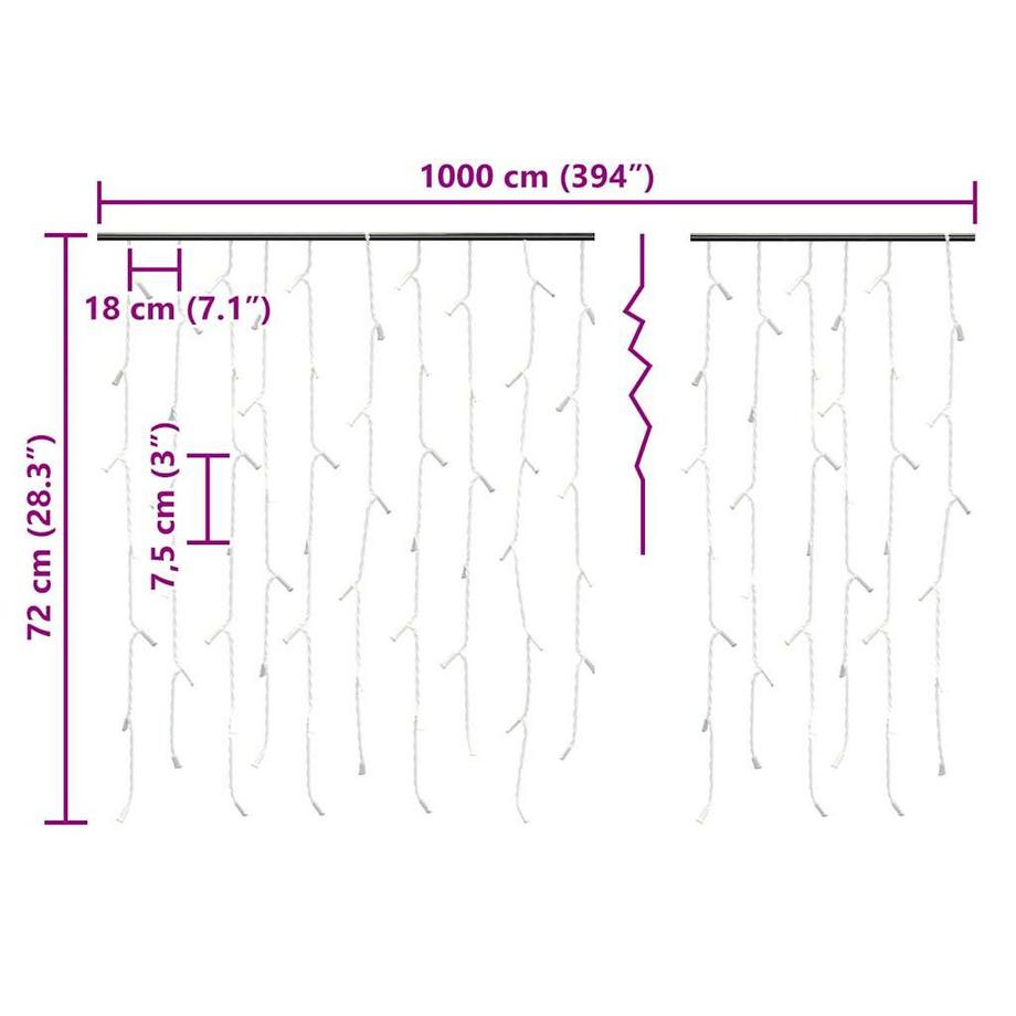 VidaXL Rideau lumineux à glaçons  