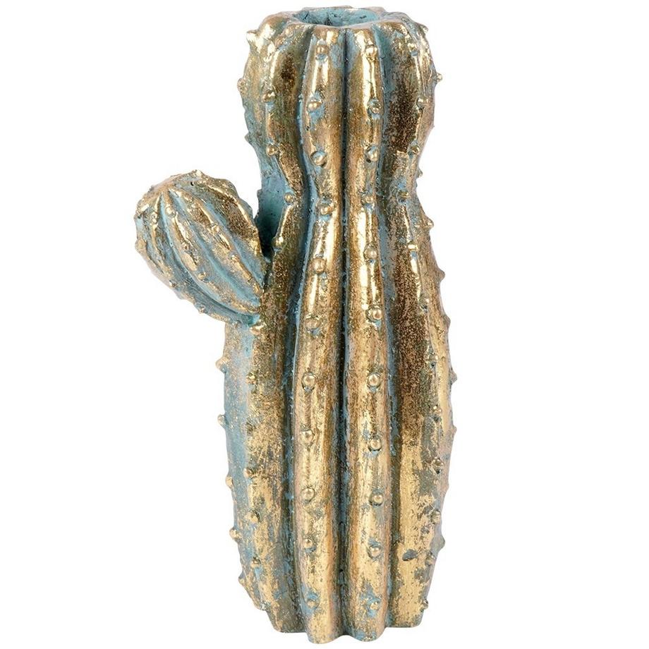 B2X  Pot de fleurs unique en forme de cactus doré en ciment 