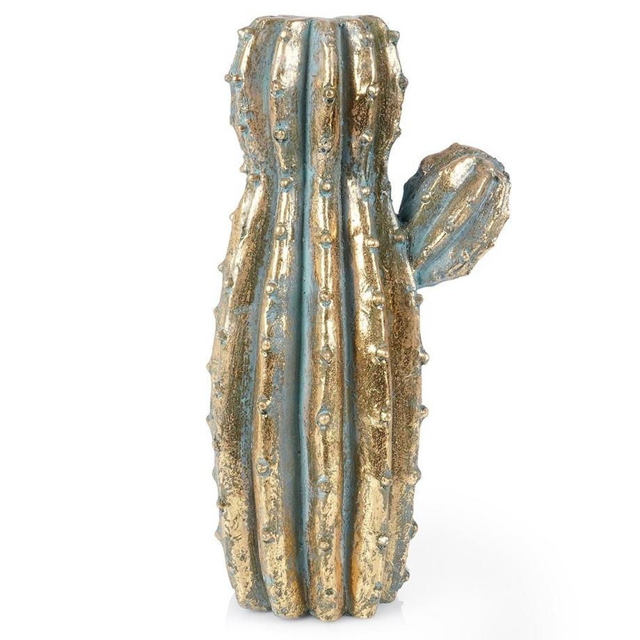 B2X  Pot de fleurs unique en forme de cactus doré en ciment 