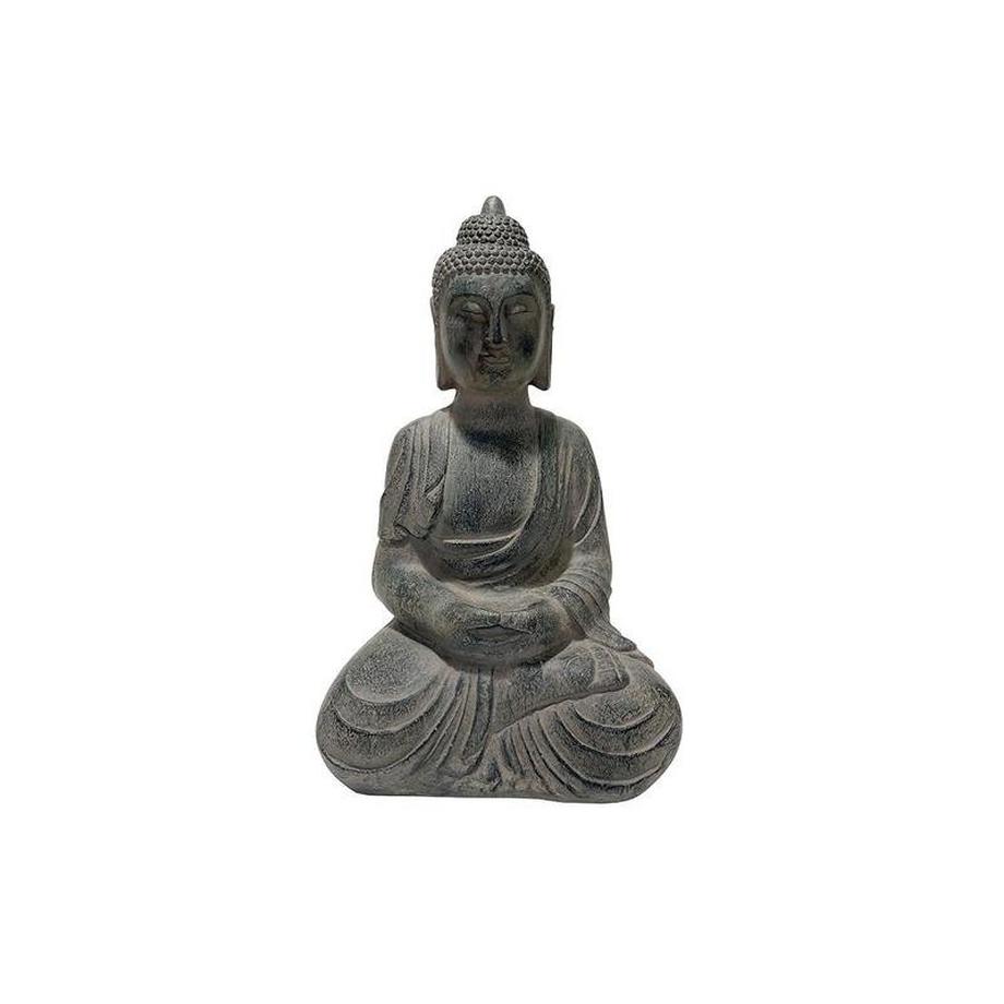 Vente-unique  Statue décorative d'extérieur Bouddha en ciment gris - L. 36 x H. 60.5 cm - GAUTAMA 