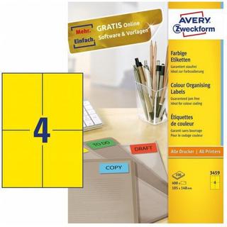 Avery-Zweckform Universal-Etiketten 105 x 480 mm Papier Gelb 400 St. Permanent haftend Tintenstrahldrucker  