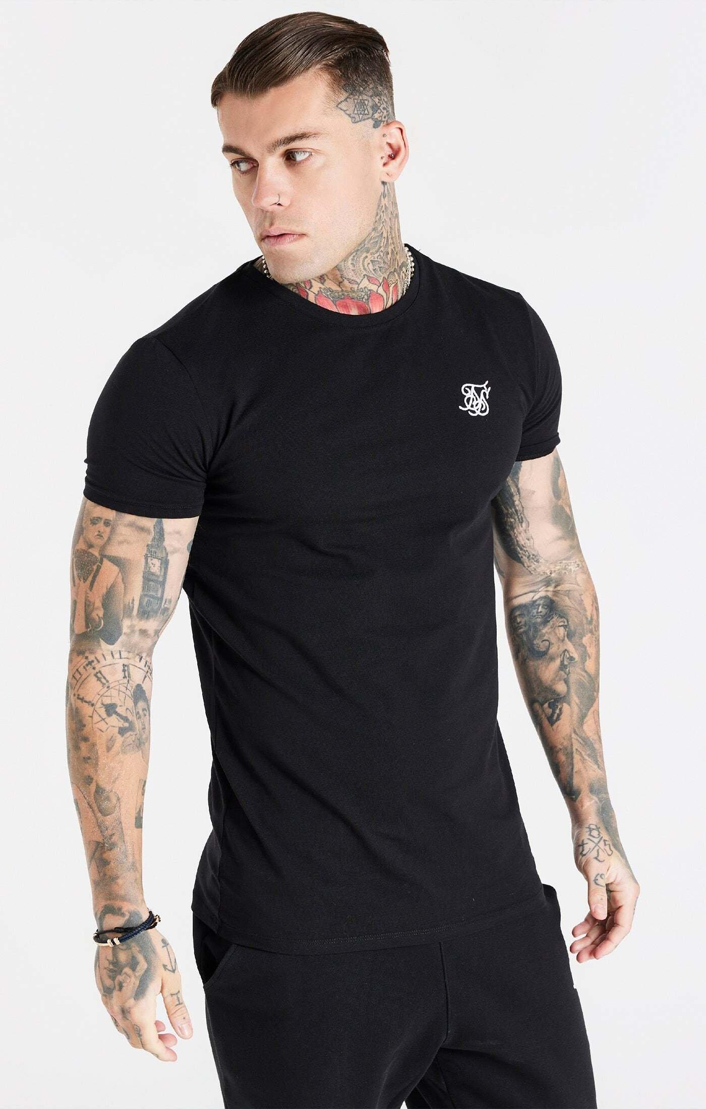 Sik Silk  T-Shirts Black Essential Short Sleeve Muscle Fit T-Shirt 